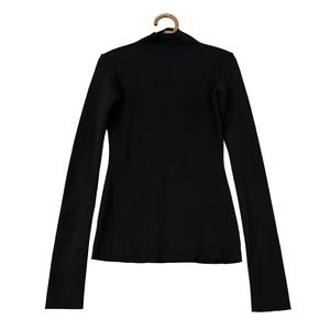 Travis Taddeo | Black Ribbed Mock Neck Long‎ Sleeve Top Size XS